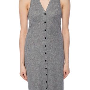 RAG & BONE Grey Ribbed Sleeveless Midi Button-down Tank Dress Size L